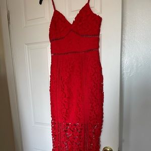 Red midi dress